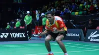 Tunggal putra Indonesia Chico Aura Dwi Wardoyo meluapkan kegembiraan usai mengalahkan wakil Singapura Zin Rei Ryan Ng pada perempat final Kejuaraan Dunia Junior (WJC) 2016 di Bilbao, Spanyol, Jumat (11/11/2016). (Humas PP PBSI)