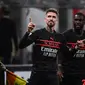Pemain AC Milan Samu Castillejo merayakan gol ke gawang Verona (AFP)