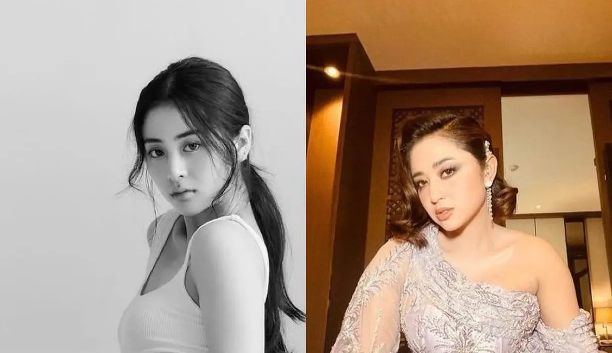 Nama Dewi Perssik pun ikut terseret dan trending di media sosial. Menyadari adanya kemiripan dengan idol KPop tersebut, Dewi Perssik mengunggah foto dengan menjejerkan potretnya dan Huh Yunjin. (Instagram/dewiperssikreal88/le_sserafim).
