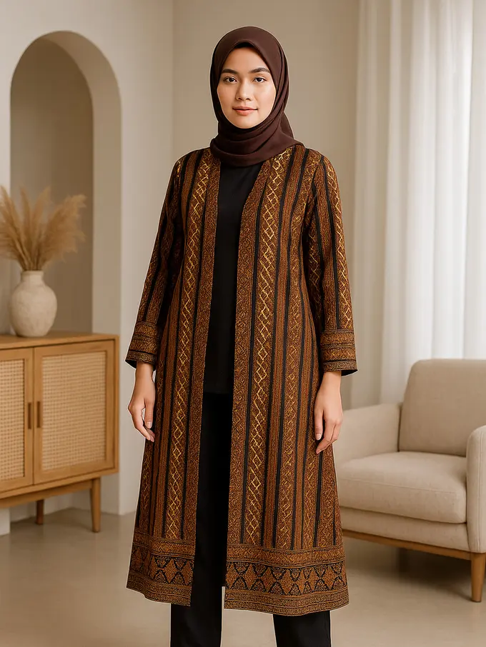 7 Koleksi Batik Kardigan dan Tunik dengan Detail Motif Unik, Cocok untuk Hijaber