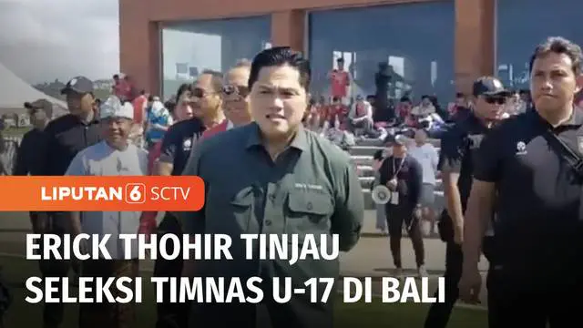 Proses seleksi Timnas Indonesia U-17 yang berlangsung di Gianyar, Bali, ditinjau langsung Ketua Umum PSSI, Erick Thohir. Animo peserta begitu tinggi hingga mencapai 947 orang, memecahkan rekor pelaksanaan seleksi di Bandung dan Palembang.