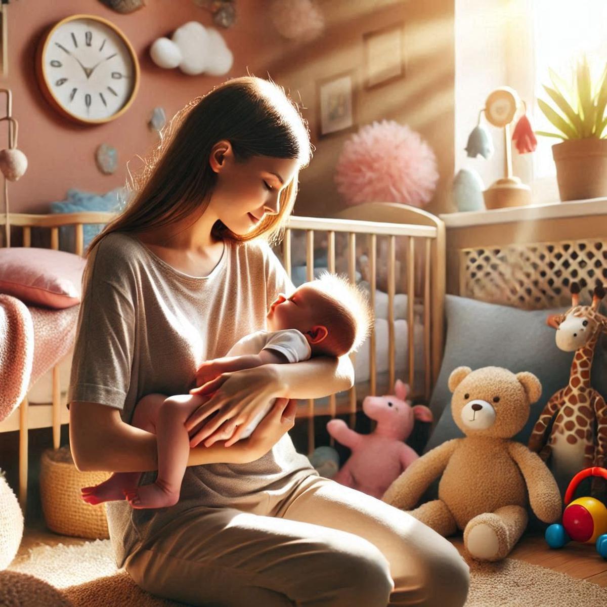 Sad Beige Mom and Baby