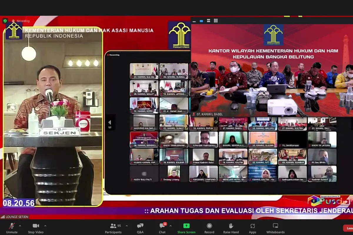 Sekjen Kemenkumham memberikan arahan kepada jajaran Kanwil Kemenkumham Babel. (Foto: Kemenkumham)