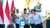 Peresmian groundbreaking ekosistem industri baterai kendaraan listrik terintegrasi di Karawang, Jawa Barat, pada Minggu (29/6/2025).