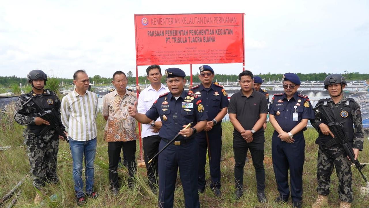 KKP segel tambak udang di Desa Sembulang Jembatan Lima, Kwcamatan Galang, Batam, Kepulauan Riau karena menjalankan operasional di luar ketentuan. (Dok KKP)