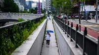 Suhu di sejumlah besar wilayah di Korea Selatan menembus angka 35 derajat celcius. (Anthony WALLACE/AFP)