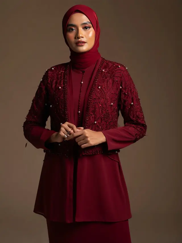 Gamis Kombinasi Outer Brokat Modern