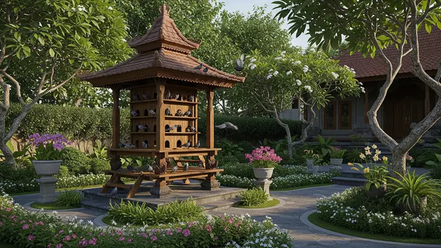 Kandang Merpati Bergaya Gazebo di Taman
