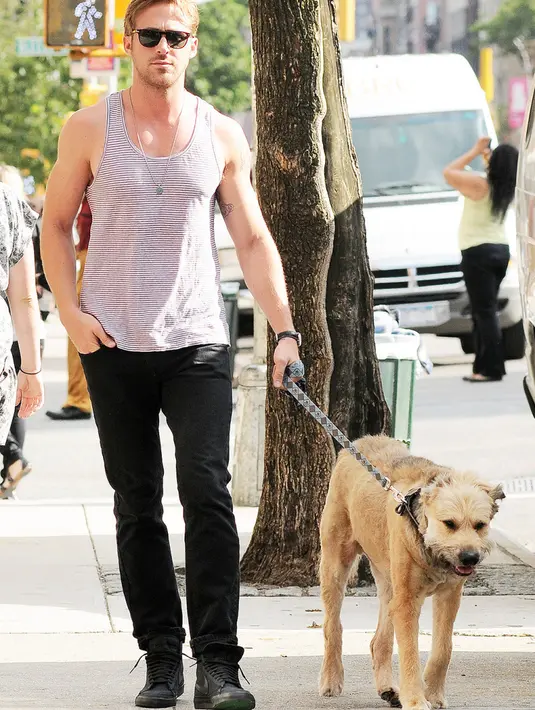 Ryan Gosling memang mencintai anjingnya yang kini sudah meninggal. (Splash News/USMagazine)