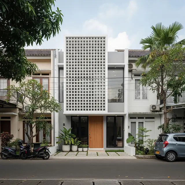6 Desain Fasad Roster untuk Rumah yang Berhadapan Langsung dengan Jalan