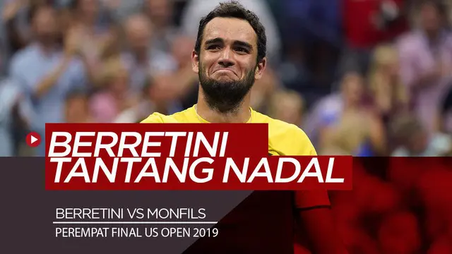 Berita Video Menang 5 Set atas Monfils, Berrettini Tantang Rafael Nadal di Semifinal AS Terbuka 2019