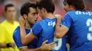 Giuseppe Rossi merupakan top skor Olimpiade Beijing 2008. Dirinya berhasil membukukan empat gol kala membela Gli Azzuri muda. Berkat penampilan impresifnya, ia dipanggil ke timnas senior Italia dan menjalani debutnya melawan Bulgaria. (Foto: AFP/Hoang Dinh Nam)