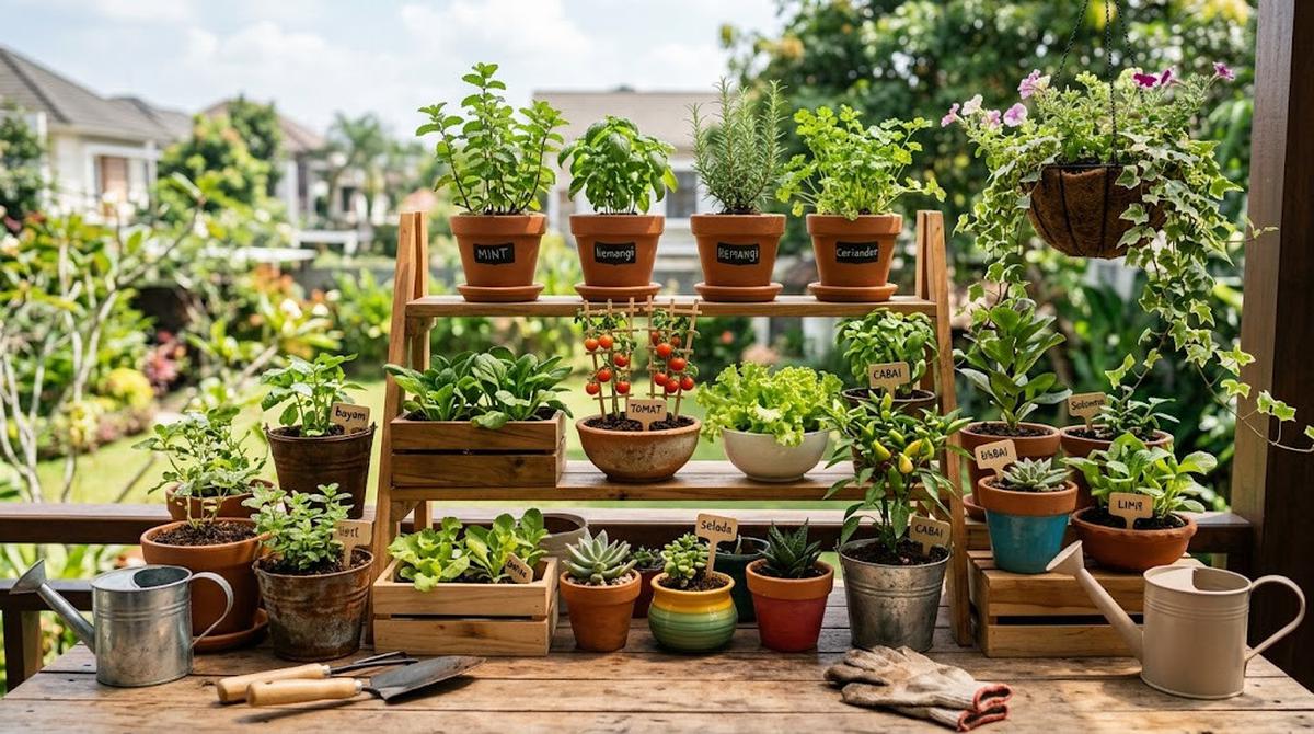 Kebun Mini yang Bisa Dibuat Tanpa Lahan Tanah/AI Generated