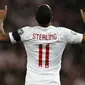 Winger timnas Inggris, Raheem Sterling, berhasil mencetak tiga gol sekaligus membawa timnya menang 5-0 atas Republik Ceska pada laga pertama Grup A kualifikasi Piala Eropa 2020, di Stadion Wembley, Jumat (22/3/2019). (AFP/Adrian Dennis)