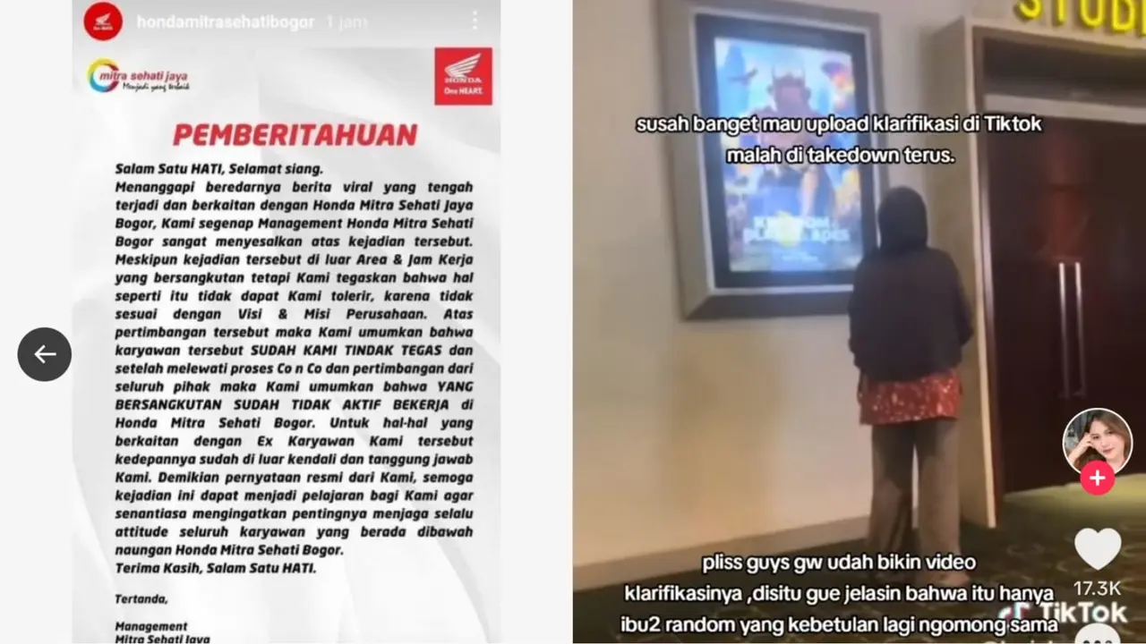 Viral Video SPG Dealer Honda Bogor Tertawai Ibu di Bioskop, Dipecat dari Kantornya. Foto: Twitter @kegblgnnunfaedh.