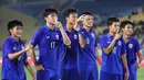 <p>Selebrasi para pemain Timnas Thailand U-16 saat adu penalti menghadapi Timnas Australia U-16 pada laga final Piala AFF U-16 2024 di Stadion Manahan, Solo, Rabu (3/7/2024). (Bola.com/Abdul Aziz)</p>