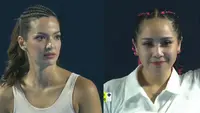 Selain pakaiannya, gaya rambut peserta sportstainment Lagi-lagi Tenis yang tergabung dalam partai Women’s Double ikut mencuri atensi. [YouTube/Rans Entertainment].