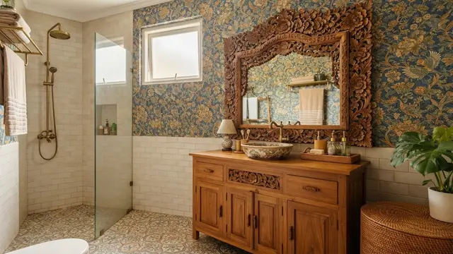 Ide Desain Meja Rias Kamar Mandi Model Ukiran Kayu Rumit