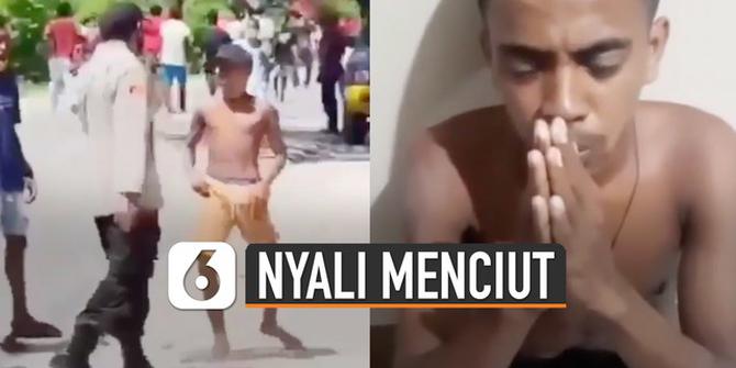 VIDEO: Viral Pemuda Tendang dan Tantang Berkelahi Polisi