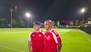 Marcelo Serrano dan Vitor Tinoco saat ditemui di Lapangan A Gelora Bung Karno, Jakarta, Selasa (24/3/2026). (Bola.com/Hery Kurniawan)