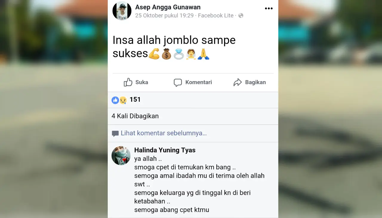 Status terakhir korban kebakaran kembang api. (Facebook)