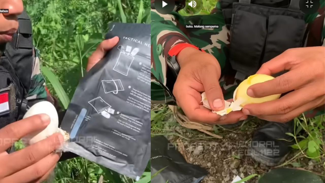 Tidak Menggunakan Api, Begini Cara Anggota TNI Merebus Telur Matang dengan Sempurna di Tengah Hutan