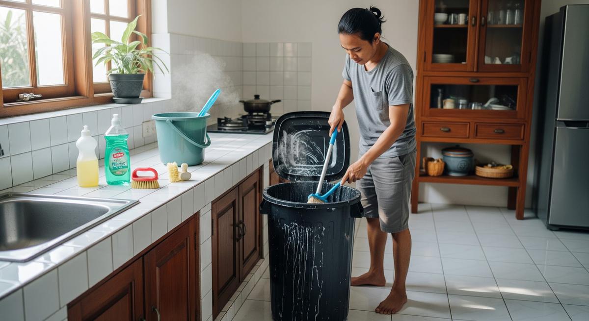 Cara Membersihkan Keranjang Sampah yang Mulai Berbau agar Kembali (AI Generated)