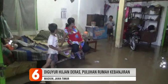 VIDEO: Hujan Deras Akibatkan Banjir di Dusun Mancaan Madiun