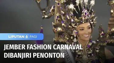 Setelah 2 tahun vakum akibat pandemi Covid-19, pertunjukan Jember Fashion Carnaval kembali digelar pada Minggu (07/08) malam. Para peraga busana memakai kostum unik dan disaksikan ribuan warga.