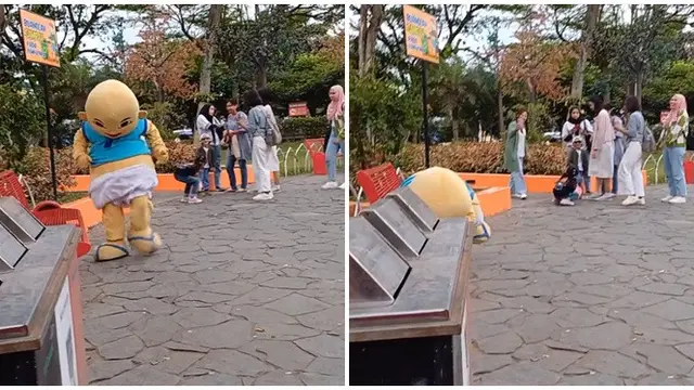Viral Aksi Bocah Bantu Badut Jalanan Pakai Celana yang Melorot, Lucu Tapi Kasihan