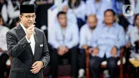 Calon Presiden nomor urut 1, Anies Rasyid Baswedan saat paparan visi dan misi pada debat perdana Calon Presiden pada Pilpres 2024, Selasa (12/12/2023). (Liputan6.com/Faizal Fanani)