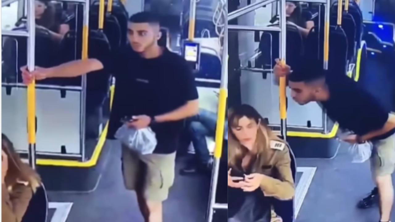 Apesnya Tentara Cantik Israel Diludahi Pemuda Ganteng di Dalam Bus, ini Videonya Benar-Benar Tepat di Wajah