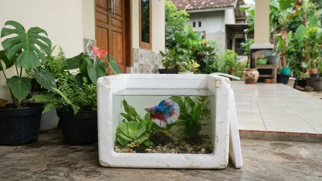 Ide Kolam Mini dari Barang Bekas Model Box Styrofoam