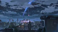 Adegan bintang jatuh di film Kimi No Nawa (Your Name) karya Makoto Shinkai. Dok: Makoto Shinkai