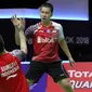 Ganda Putra Indonesia, Kevin Sanjaya Sukamuljo/Marcus Fernaldi Gideon, gagal melaju ke final Piala Thomas 2018 kendati menaklukkan pasangan China, Liu Cheng/Zhang Nan.(dok. PBSI).