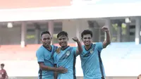 Pemain PSIM Yogyakarta merayakan gol ke gawang Barito Putera dalam laga uji coba di Stadion Mandala Krida, Yogyakarta, Selasa (8/6/2021). (Dok PSIM Yogyakarta)