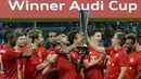 Bayern Munchen tampil sebagai juara Audi Cup 2015 setelah mengalahkan Real Madrid 1-0 di partai final yang berlangsung di Stadion Allianz Arena, Munchen, Jerman. Kamis (6/8/2015) dini hari WIB. (AFP Photo/Christof Stache)