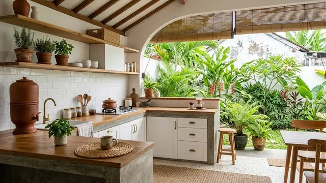 6 Inspirasi Dapur Belakang Rumah yang Adem Tanpa AC, Sejuk Sepanjang Hari