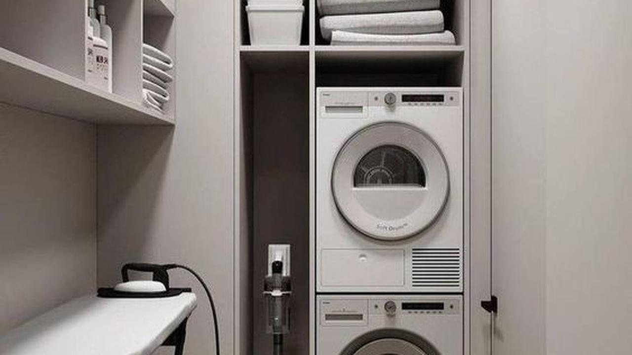 Desain Tempat Cuci Baju Kecil dengan Ruang Setrika