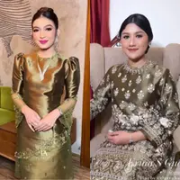 Selvi Ananda dan Erina Gudono Kenakan Baju Kurung Hijau saat Kondangan. [Instagram]