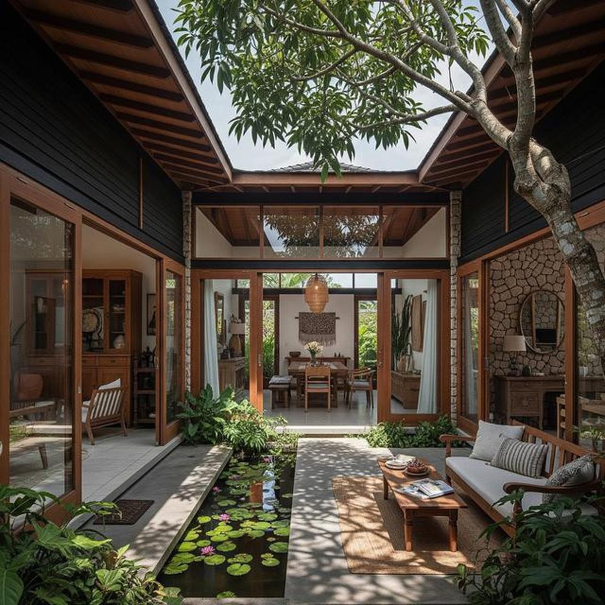 7 Model Rumah Kecil Tapi Luas dengan Taman di Tengah Area Rumah, Modern dan Asri
