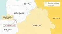 Celah Suwalki yang menghubungkan Rusia dengan wilayahnya di Kaliningrad. (Sumber stratfor.com)