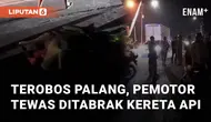 Beredar rekaman viral terkait kecelakaan antara pemotor dan kereta api. Peristiwa ini terjadi di jalan raya Sumpiuh-Tambak, Banyumas (6/5/2024)