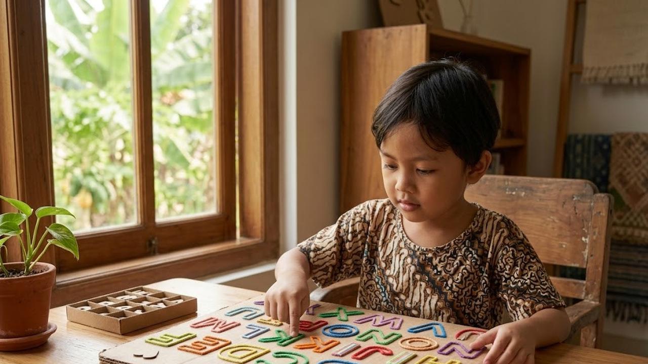 Cara membuat papan belajar huruf dari kardus