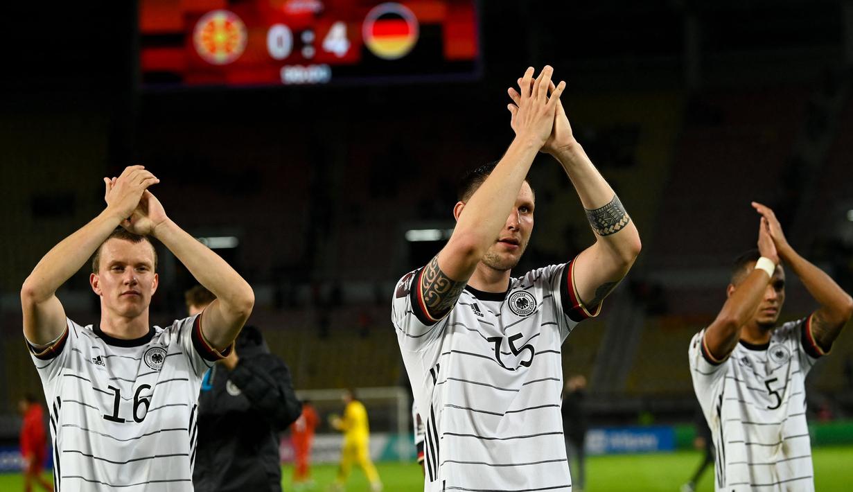 Jerman menjadi tim Eropa yang berhasil tampil konsisten di ajang Piala Dunia. Mereka hanya absen sebanyak dua kali dari 22 edisi Piala Dunia. Hal itu terjadi pada tahun 1930 dan 1950 karena tidak mendaftar dan tidak diizinkan mengikuti akibat perang yang baru saja berakhir. (AFP/Nikolay Doychinov)