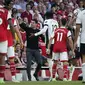 Manajer Arsenal Mikel Arteta bereaksi selama pertandingan sepak bola Liga Premier Inggris antara Arsenal dan Fulham di Stadion Emirates, London, Inggris, Sabtu, 8 Agustus. 27, 2022. (AP Photo/Alberto Pezzali)