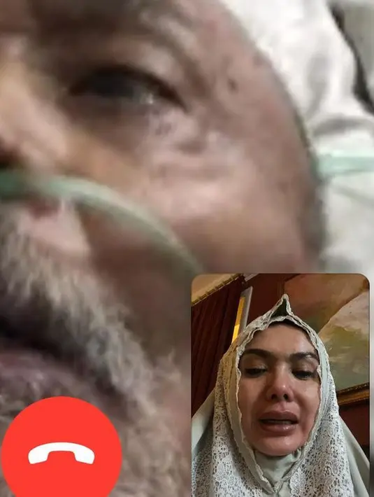 Pada momen terakhir Trenggono, Yuni Shara melakukan video call. Yuni pun menangis melihat sang ayah memakai selang oksigen. (Foto: instagram.com/yunishara36