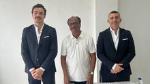 Malut United dan SL Benfica menggelar konferensi pers mengenai peresmian Akademi Merah Putih di Stadion Gelora Kie Raha, Ternate, Jumat (15/5/2026) siang WIT. (Bola.com/Gregah Nurikhsani)