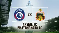 Ilustrasi Arema FC versus Bhayangkara FC, BRI Super League. (Bola.com/AI)