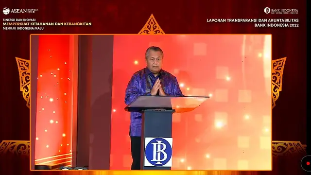 Gubernur Bank Indonesia Perry Warjiyo, dalam peluncuran Laporan Transparansi dan Akuntabilitas Bank Indonesia (LTABI) 2022, Senin (30/1/2023).